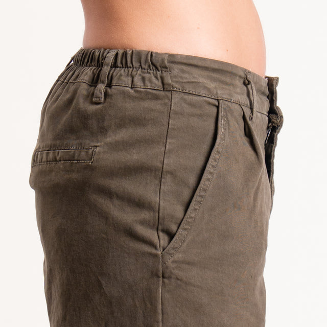 Zeroassoluto-Pantalone LOLA elastico dietro cotone elasticizzato - militare