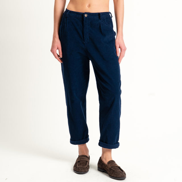 Zeroassoluto-Pantalone LOLA velluto boyfriend - blu