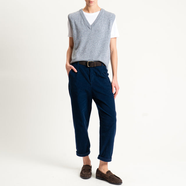 Zeroassoluto-Pantalone LOLA velluto boyfriend - blu