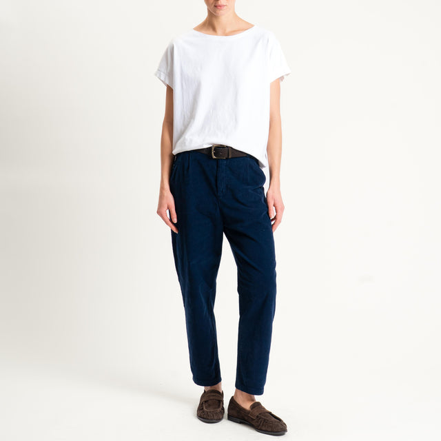 Zeroassoluto-Pantalone LOLA velluto boyfriend - blu