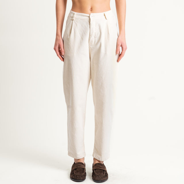Zeroassoluto-Pantalone LOLA velluto boyfriend - burro