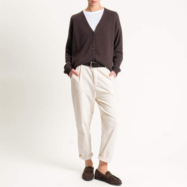 Zeroassoluto-Pantalone LOLA velluto boyfriend - burro