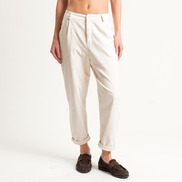 Zeroassoluto-Pantalone LOLA velluto boyfriend - burro