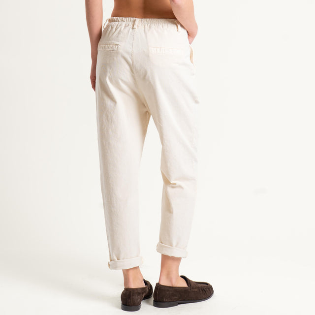 Zeroassoluto-Pantalone LOLA velluto boyfriend - burro