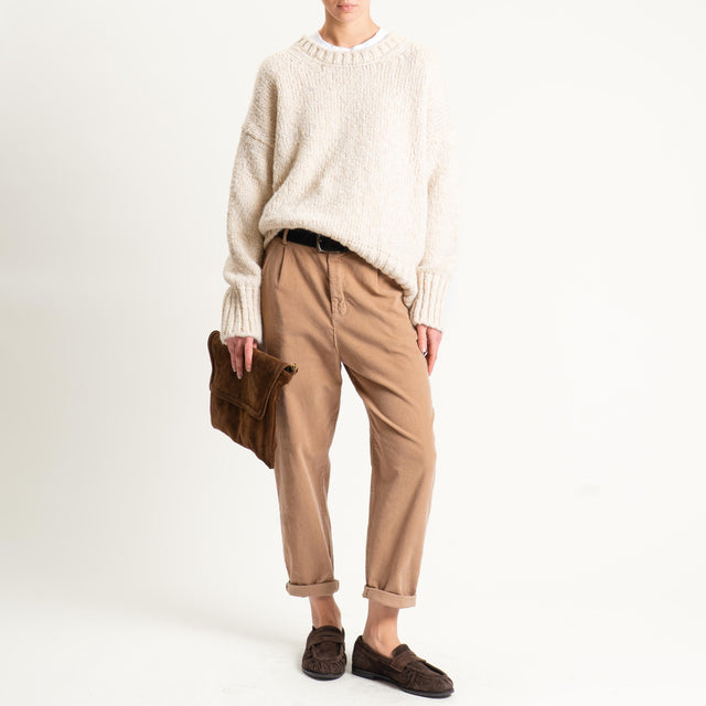 Zeroassoluto-Pantalone LOLA velluto boyfriend - camel