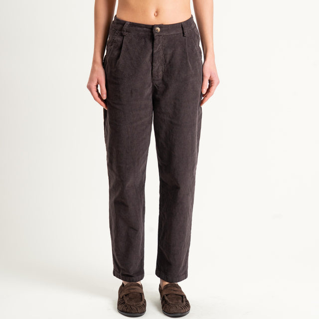 Zeroassoluto-Pantalone LOLA velluto boyfriend - moro