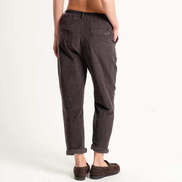 Zeroassoluto-Pantalone LOLA velluto boyfriend - moro