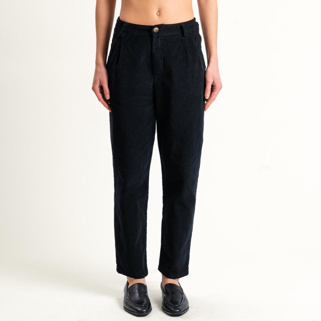 Zeroassoluto-Pantalone LOLA velluto boyfriend - nero