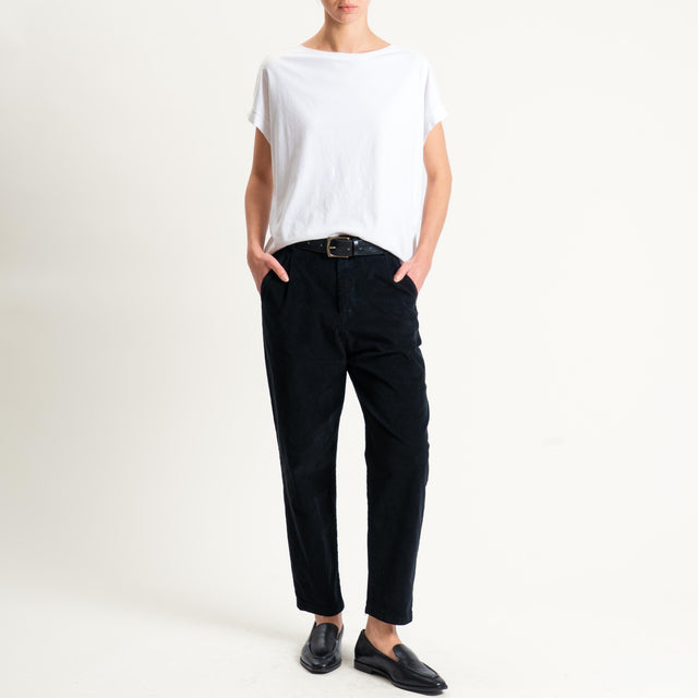 Zeroassoluto-Pantalone LOLA velluto boyfriend - nero