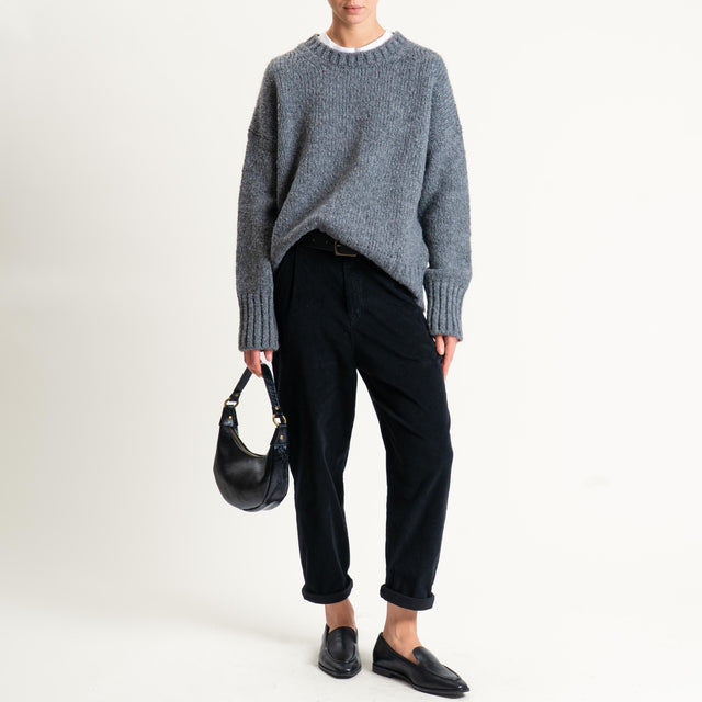 Zeroassoluto-Pantalone LOLA velluto boyfriend - nero