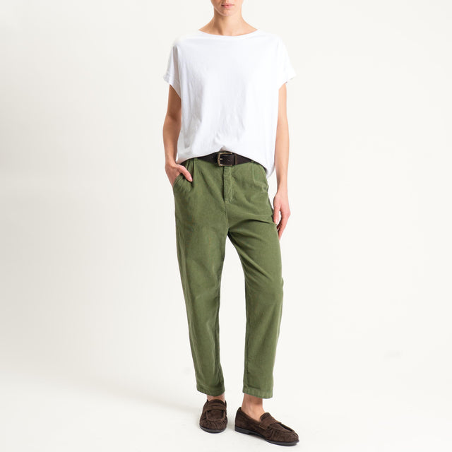 Zeroassoluto-Pantalone LOLA velluto boyfriend - oliva