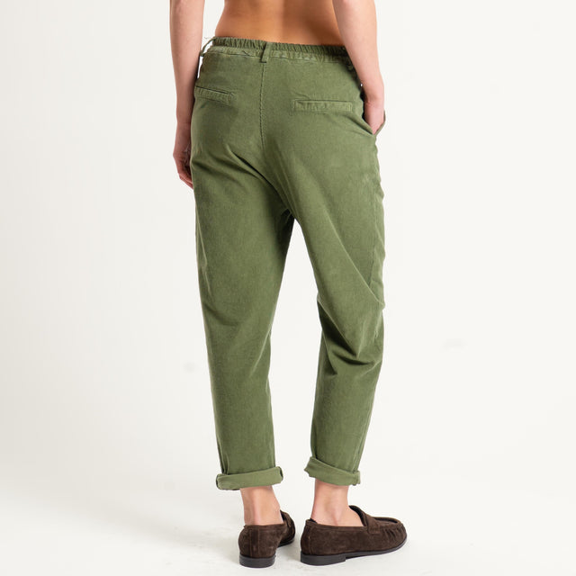 Zeroassoluto-Pantalone LOLA velluto boyfriend - oliva