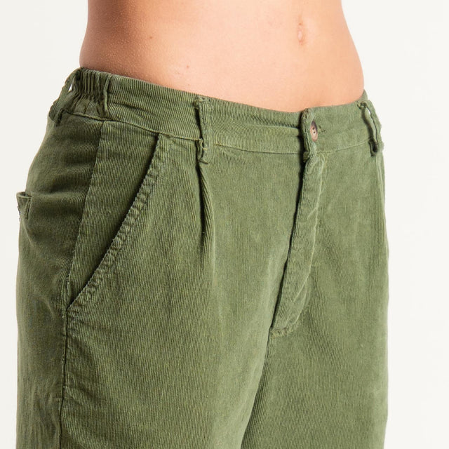 Zeroassoluto-Pantalone LOLA velluto boyfriend - oliva