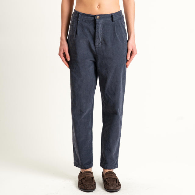 Zeroassoluto-Pantalone LOLA velluto boyfriend - piombo