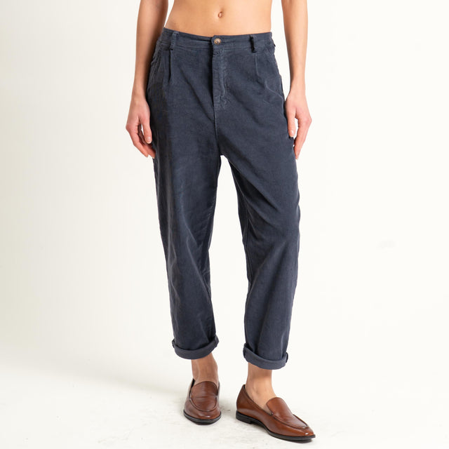 Zeroassoluto-Pantalone LOLA velluto boyfriend - piombo