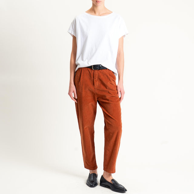 Zeroassoluto-Pantalone LOLA velluto boyfriend - rust
