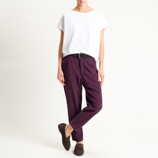 Zeroassoluto-Pantalone LOLA velluto boyfriend - burgundy