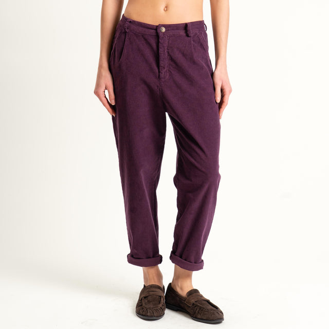 Zeroassoluto-Pantalone LOLA velluto boyfriend - burgundy