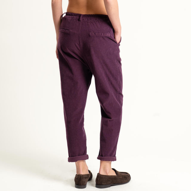 Zeroassoluto-Pantalone LOLA velluto boyfriend - burgundy