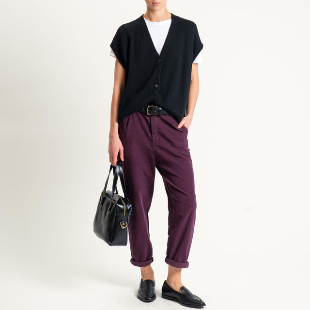 Zeroassoluto-Pantalone LOLA velluto boyfriend - burgundy