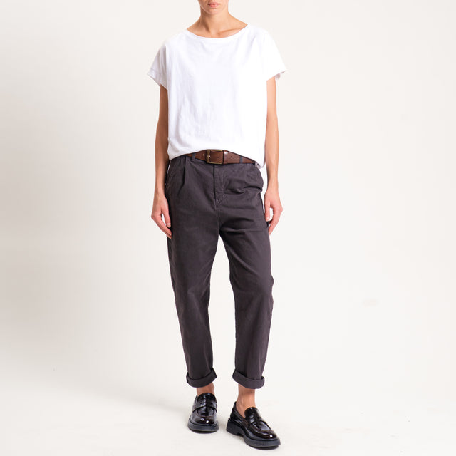 Zeroassoluto-Pantalone LOLA elastico dietro cotone elasticizzato - moro