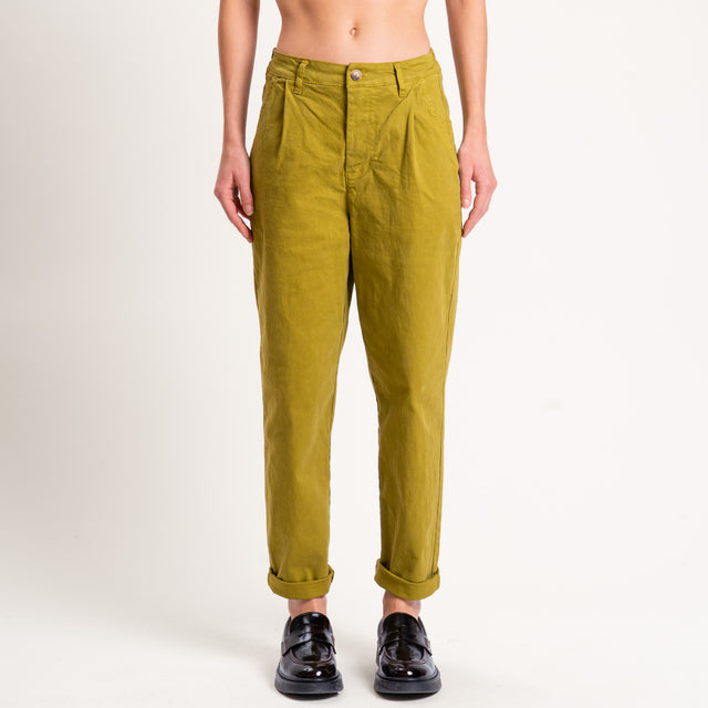 Zeroassoluto-Pantalone LOLA elastico dietro cotone elasticizzato - olio