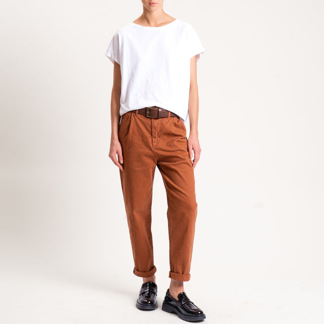 Zeroassoluto-Pantalone LOLA elastico dietro cotone elasticizzato - whiskey