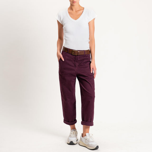 Zeroassoluto-Pantalone LORY baggy elasticizzato - burgundy