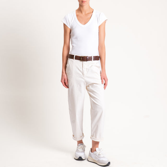 Zeroassoluto-Pantalone LORY baggy cotone elasticizzato - burro