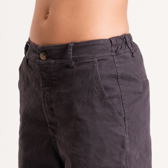 Zeroassoluto-Pantalone LORY baggy cotone elasticizzato - moro