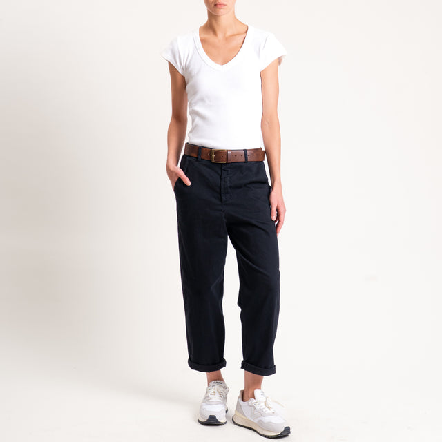 Zeroassoluto-Pantalone LORY baggy cotone elasticizzato - nero