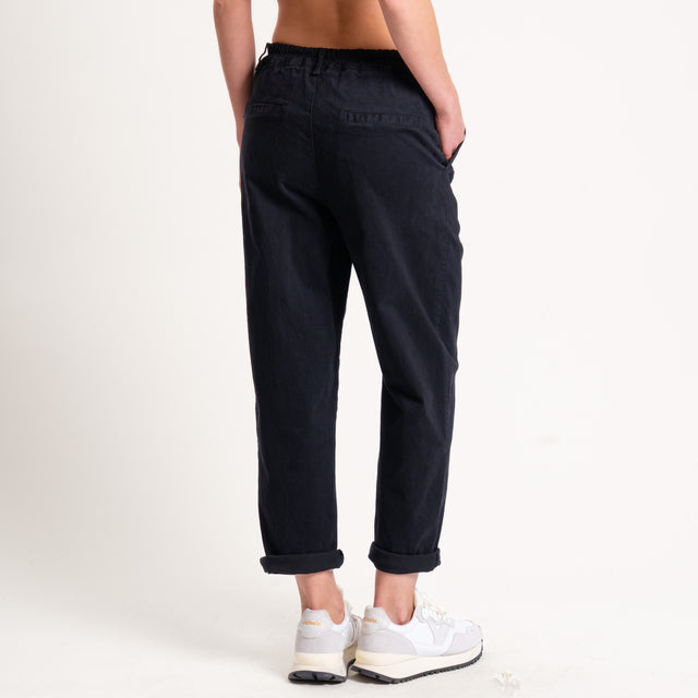 Zeroassoluto-Pantalone LORY baggy cotone elasticizzato - nero