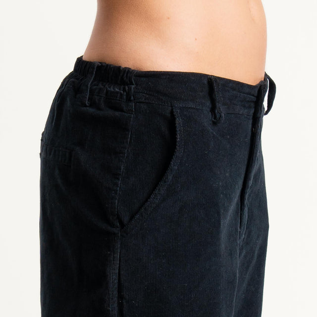 Zeroassoluto-Pantalone LORY velluto millerighe tessuto elasticizzato - nero