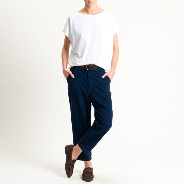 Zeroassoluto-Pantalone LORY velluto millerighe tessuto elasticizzato - blu