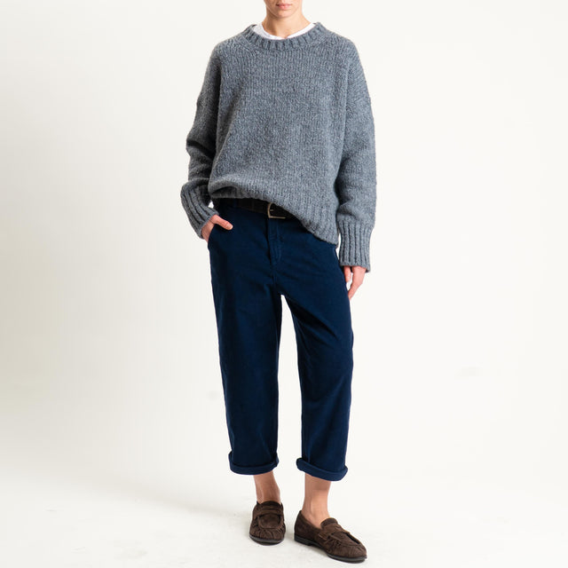 Zeroassoluto-Pantalone LORY velluto millerighe tessuto elasticizzato - blu