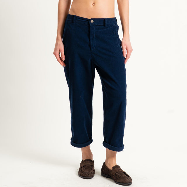 Zeroassoluto-Pantalone LORY velluto millerighe tessuto elasticizzato - blu