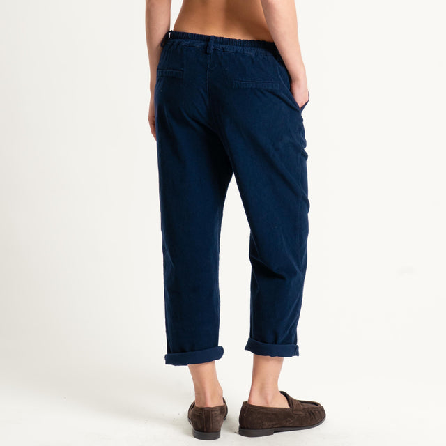 Zeroassoluto-Pantalone LORY velluto millerighe tessuto elasticizzato - blu