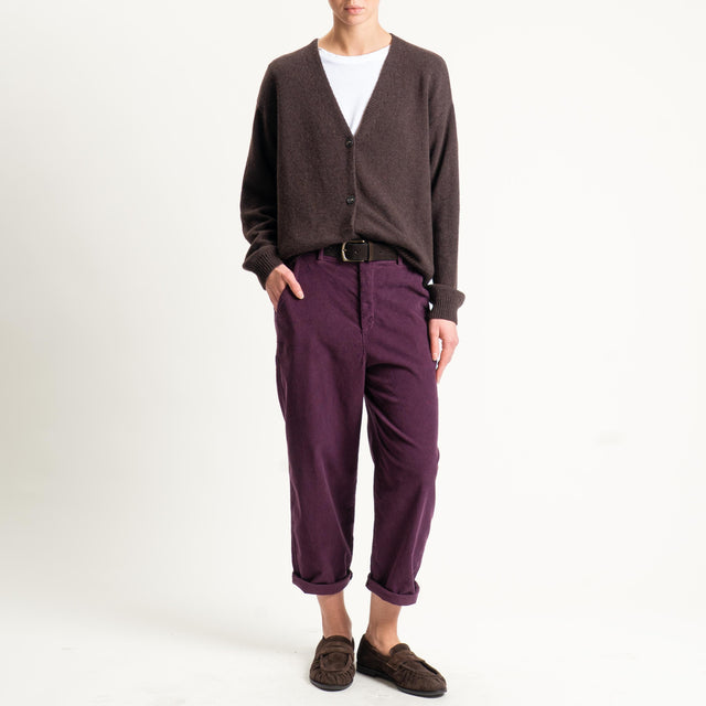 Zeroassoluto-Pantalone LORY velluto millerighe tessuto elasticizzato - burgundy