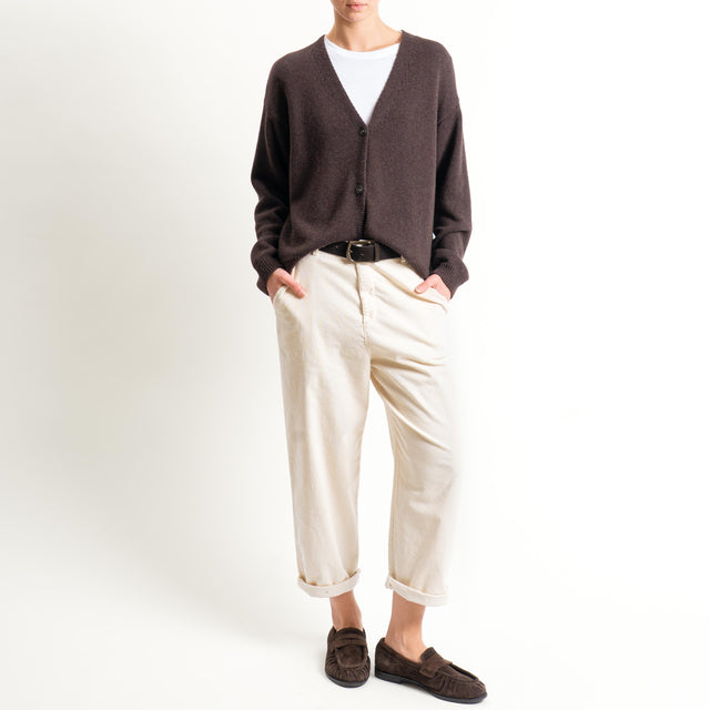 Zeroassoluto-Pantalone LORY velluto millerighe tessuto elasticizzato - burro