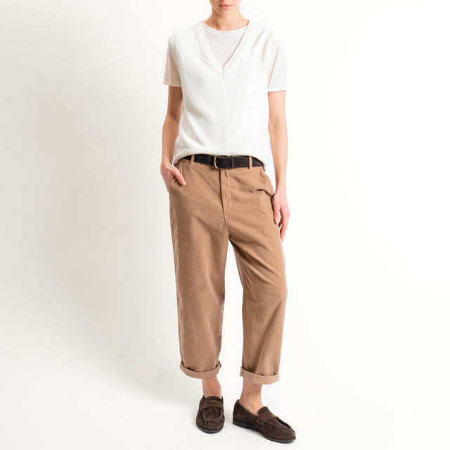 Zeroassoluto-Pantalone LORY velluto millerighe tessuto elasticizzato - camel