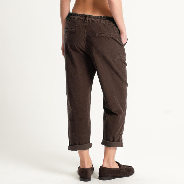 Zeroassoluto-Pantalone LORY velluto millerighe tessuto elasticizzato - moro