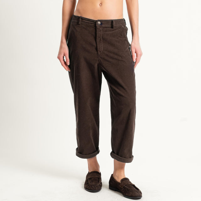 Zeroassoluto-Pantalone LORY velluto millerighe tessuto elasticizzato - moro