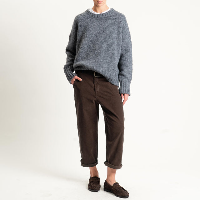 Zeroassoluto-Pantalone LORY velluto millerighe tessuto elasticizzato - moro