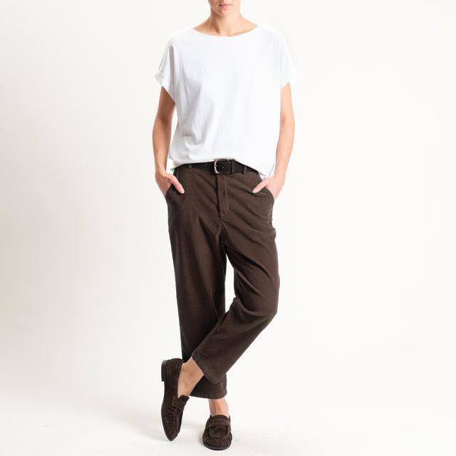 Zeroassoluto-Pantalone LORY velluto millerighe tessuto elasticizzato - moro