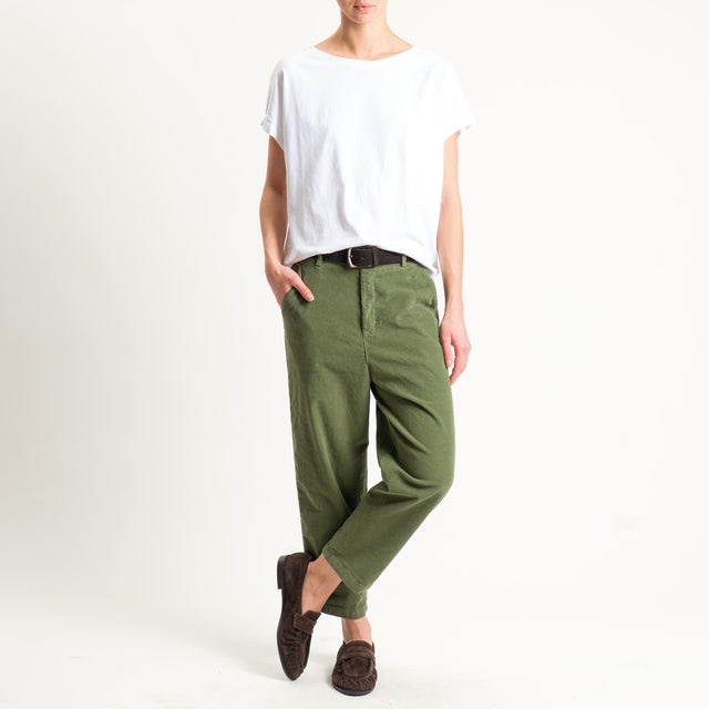 Zeroassoluto-Pantalone LORY velluto millerighe tessuto elasticizzato - oliva