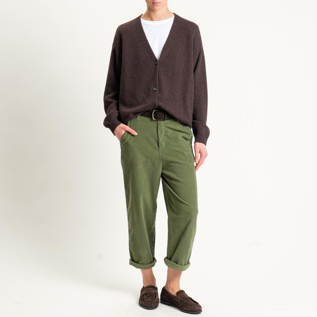 Zeroassoluto-Pantalone LORY velluto millerighe tessuto elasticizzato - oliva