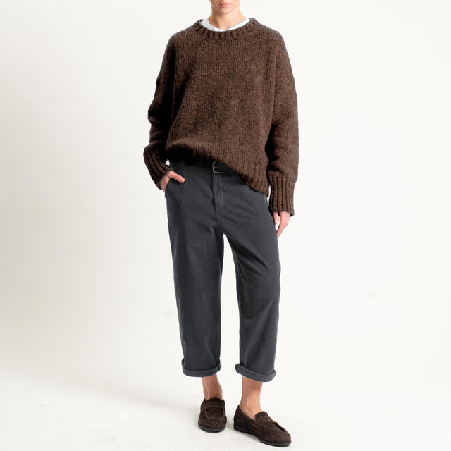 Zeroassoluto-Pantalone LORY velluto millerighe tessuto elasticizzato - piombo