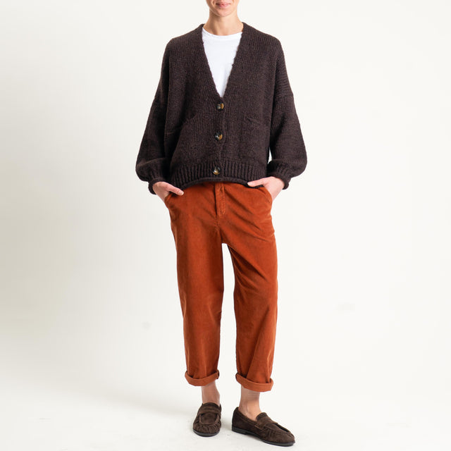 Zeroassoluto-Pantalone LORY velluto millerighe tessuto elasticizzato - rust