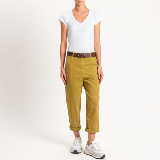 Zeroassoluto-Pantalone LORY baggy elasticizzato - oliva