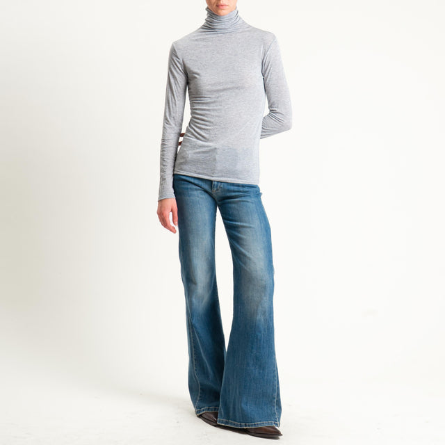 Zeroassoluto-T-shirt sottile collo alto MISTO CASHMERE - grigio melange